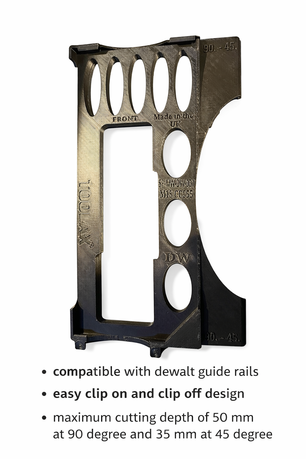 Patin de protection TOOLAX pour Milwaukee M18 CCS55 – Compatible avec les rails de guidage DeWalt – Permet des coupes précises à 45° et 90°