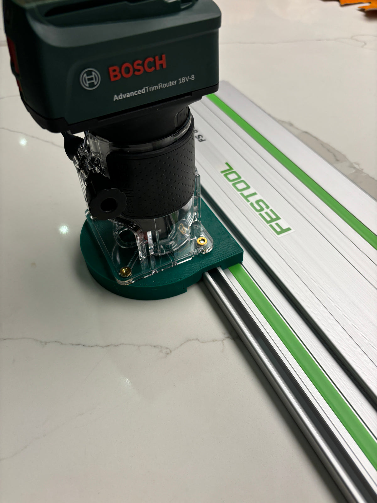 18V-8 Advanced Trim Router Plunge Base Guide Rail Adapter compatible with Festool Track / Guide Rail