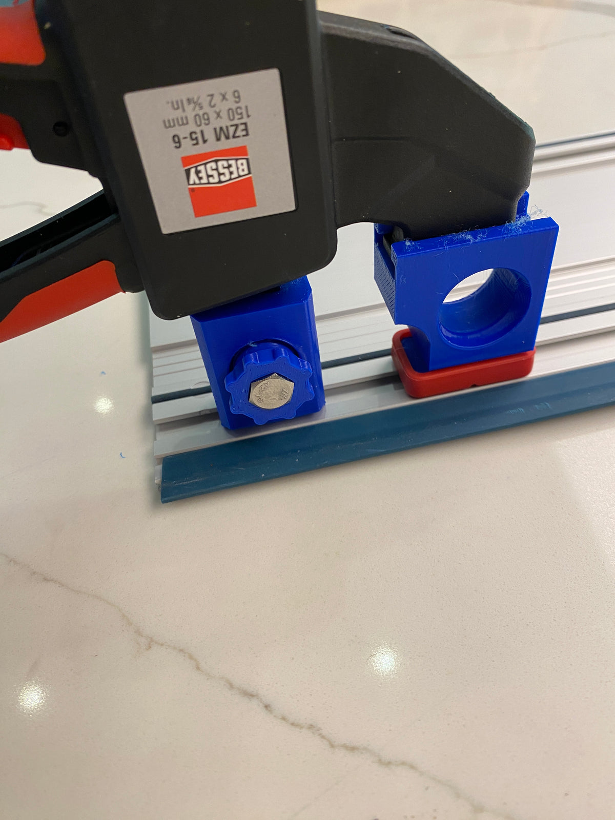 Bosch track Saw FSN guide rail clamp adaptor feet - to fit Bessey Clamp