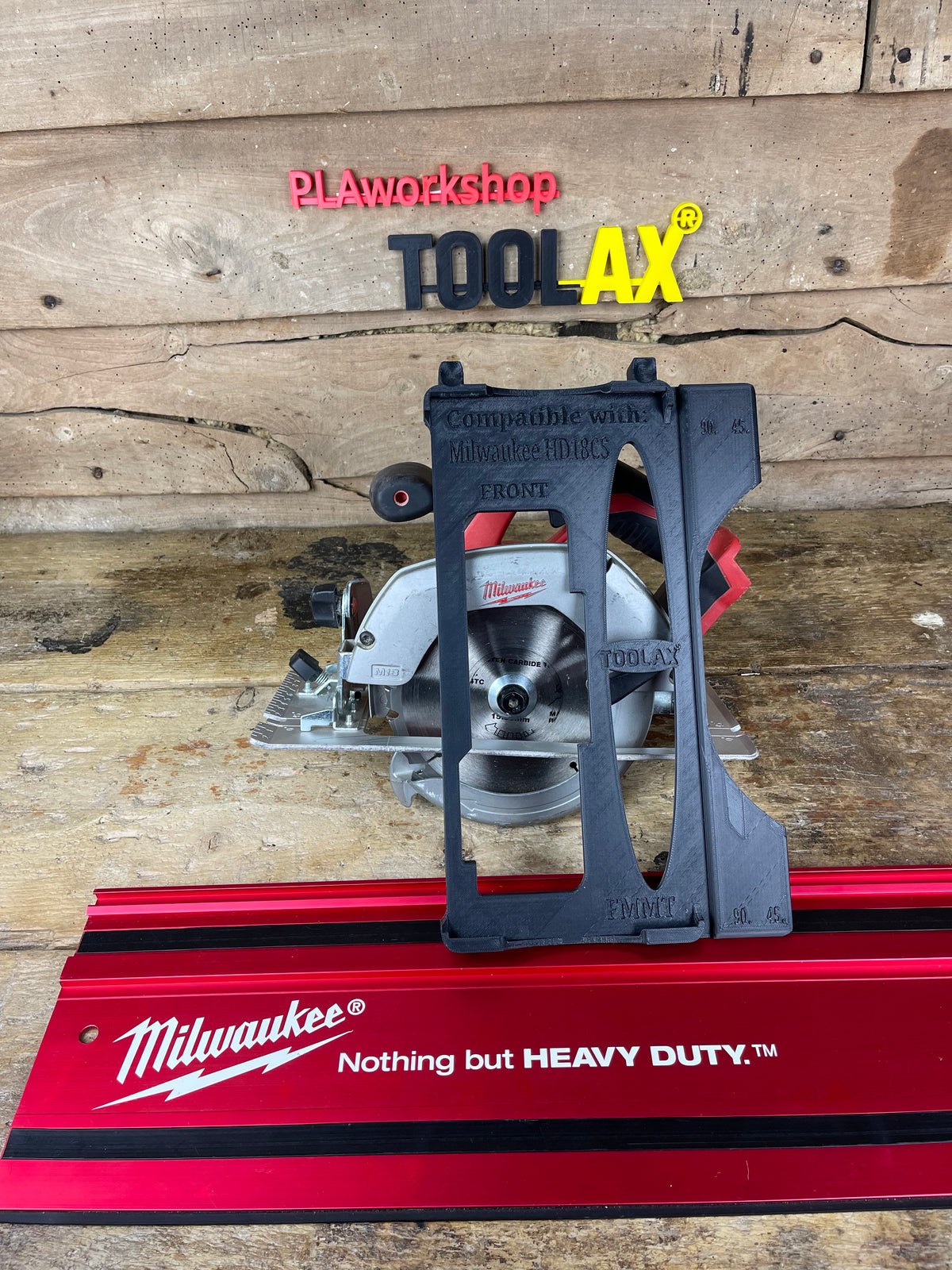 TOOLAX Guide Rail Adapter Base – Cut Perfect 45° & 90° Angles made for Milwaukee HD18CS compatible with Milwaukee Guide rail