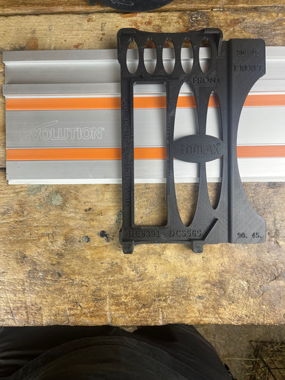 TOOLAX Führungsschienenadapterbasis – Perfekte 45° & 90° Schnitte, kompatibel mit Dewalt Kreissägen DCS391 & DCS565 – für Evolution Führungsschienen  
