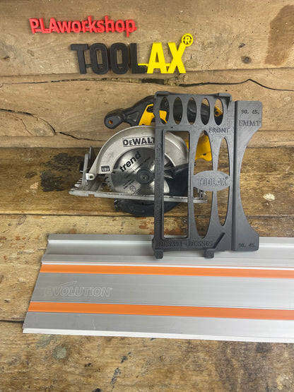 TOOLAX Führungsschienenadapterbasis – Perfekte 45° & 90° Schnitte, kompatibel mit Dewalt Kreissägen DCS391 & DCS565 – für Evolution Führungsschienen  