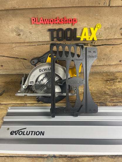 TOOLAX Führungsschienenadapterbasis – Perfekte 45° & 90° Schnitte, kompatibel mit Dewalt Kreissägen DCS391 & DCS565 – für Evolution Führungsschienen  