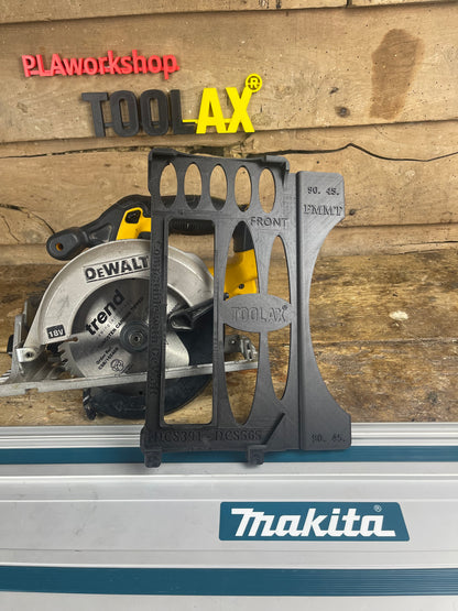 TOOLAX Geleiderailadapterbasis – Zaag perfecte hoeken van 45° & 90° compatibel met Dewalt Cirkelzagen DCS391 & DCS565 – voor Makita Geleiderails
