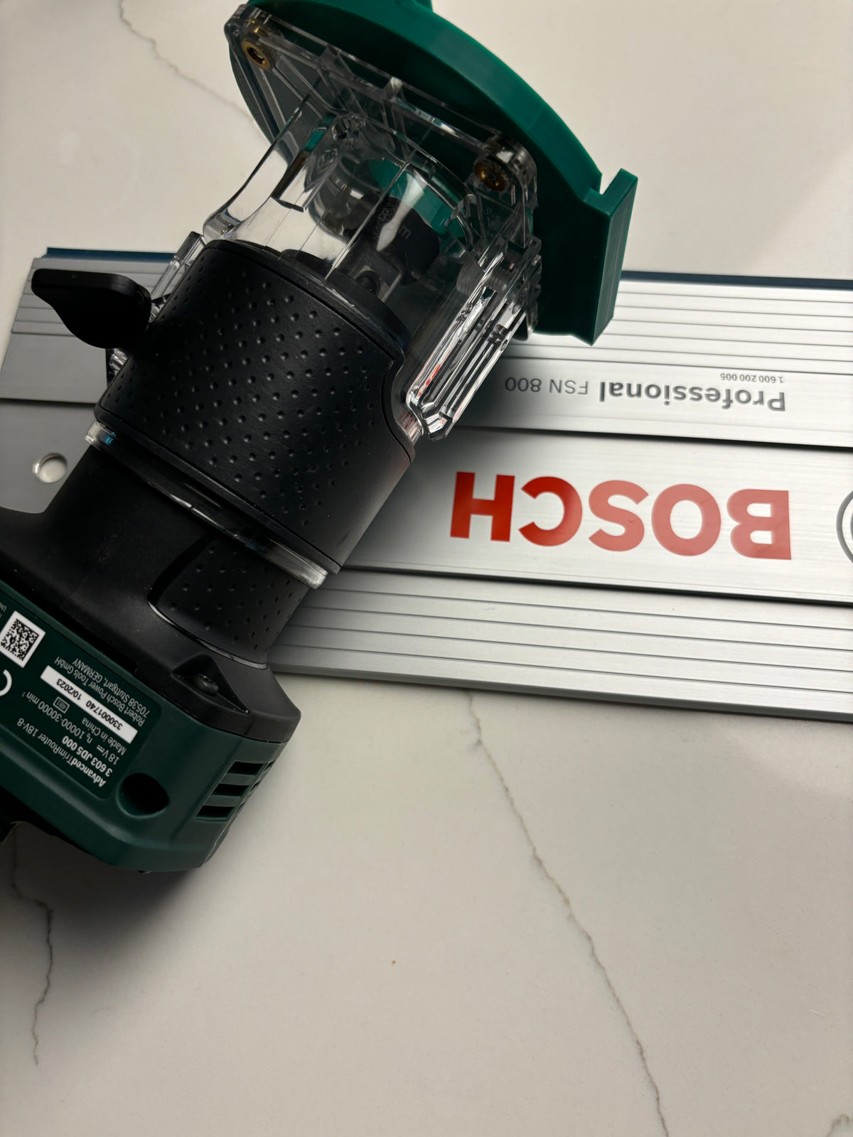 18V-8 Advanced Trim Router Plunge Base compatible with Bosch