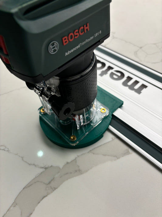 Bosch 18V-8 Advanced Trim Router Plunge Base Guide Rail Adapter to Metabo Track / Guide Rail