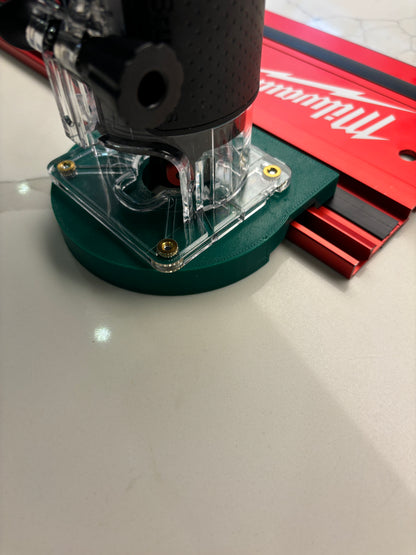Bosch 18V-8 Advanced Trim Router Plunge Base Guide Rail Adapter to Milwaukee Track / Guide Rail