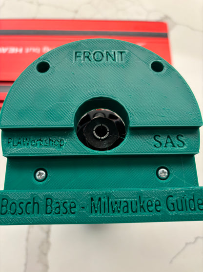 Bosch 18V-8 Advanced Trim Router Plunge Base Guide Rail Adapter to Milwaukee Track / Guide Rail
