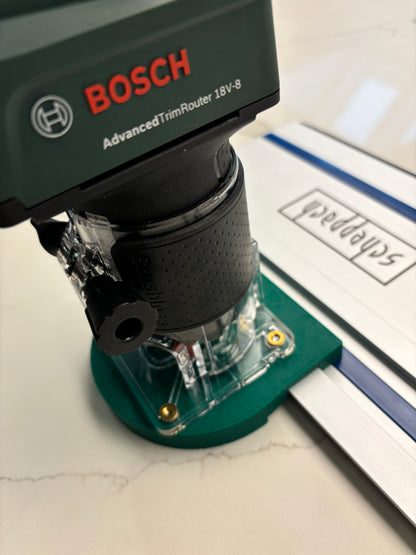 Bosch 18V-8 Advanced Trim Router Plunge Base Guide Rail Adapter to Scheppach Track / Guide Rail