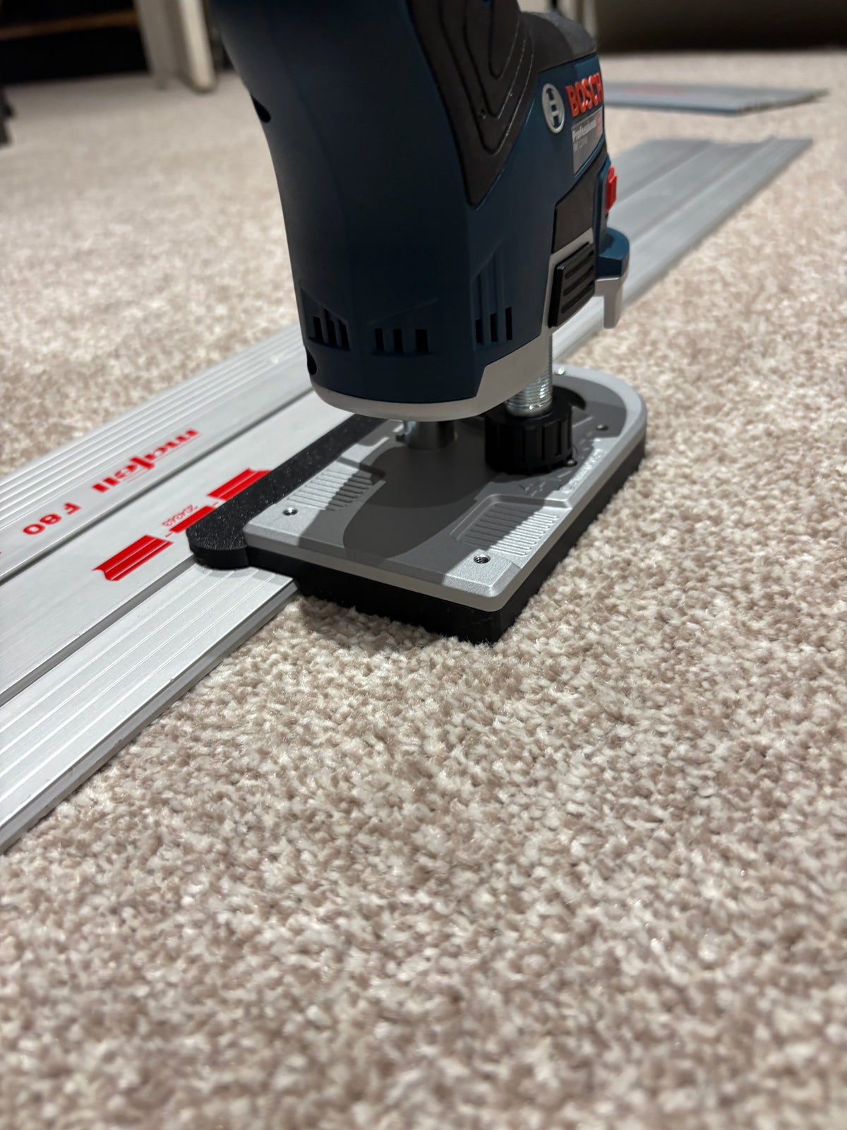 Bosch GKF 12V-8 Cordless Edge Trim Router Base Guide Rail Adapter to Mafell Track / Guide Rail