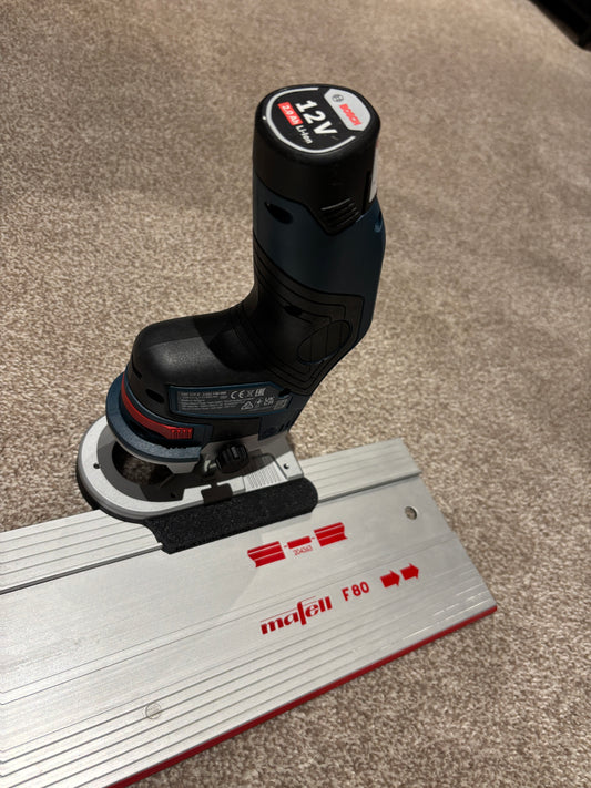 Bosch GKF 12V-8 Cordless Edge Trim Router Base Guide Rail Adapter to Mafell Track / Guide Rail