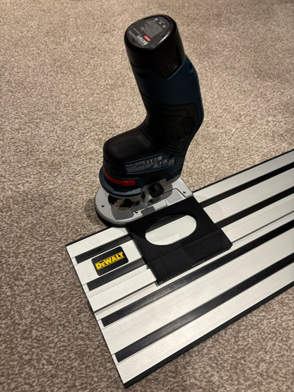 Bosch GKF 12V-8 Cordless Edge Trim Router Base Guide Rail Adapter to Dewalt Track / Guide Rail
