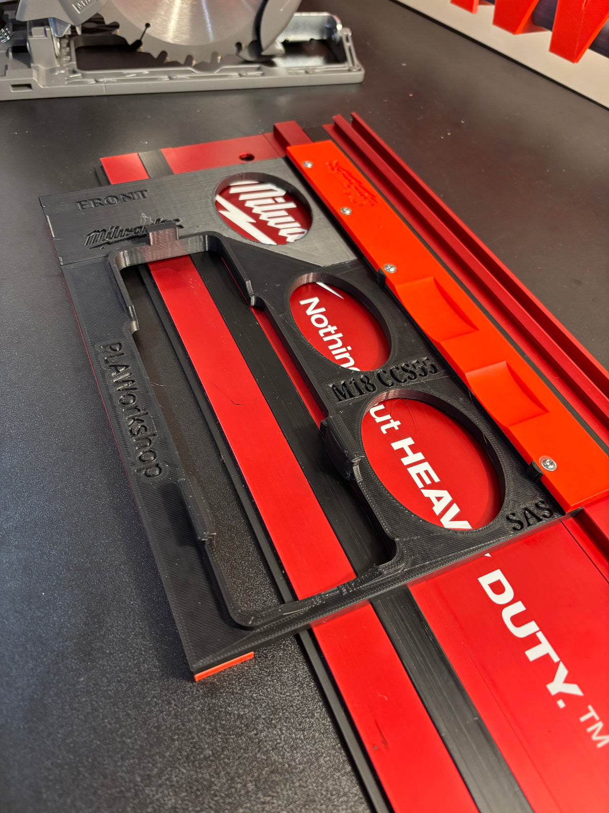 TOOLAX Adaptor base / Skid plate compatible with Milwaukee M18 CCS55 Circular Saw to fit Milwaukee Guide rail