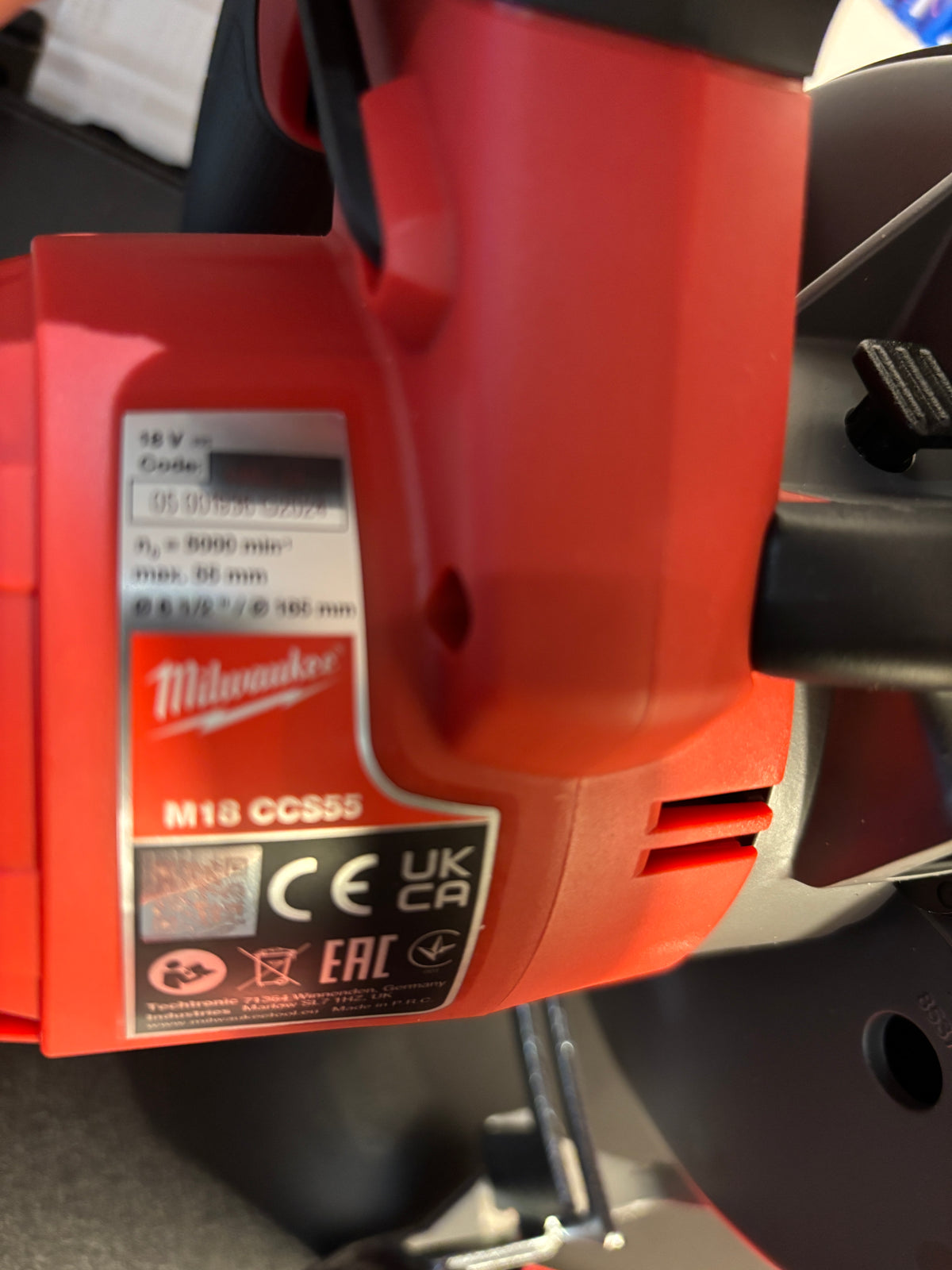 TOOLAX Adaptor base / Skid plate compatible with Milwaukee M18 CCS55 Circular Saw to fit Milwaukee Guide rail