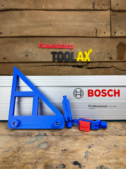 TOOLAX G-Klemme All-in-One + 45&90 Grad Winkelanschlag für Führungsschiene kompatibel mit Bosch