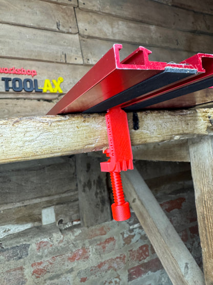 TOOLAX G-Klemme All-in-One + 45&90 Grad Winkelanschlag für Führungsschiene kompatibel mit Milwaukee