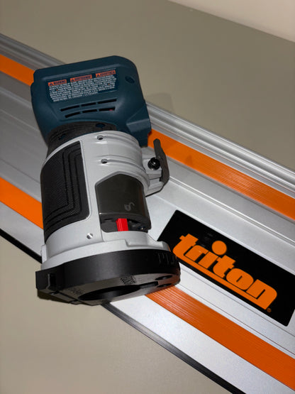 Bosch GKF 18V-25 Advanced bovenfrees invalvoet geleiderail adapter naar Triton spoor/geleiderail