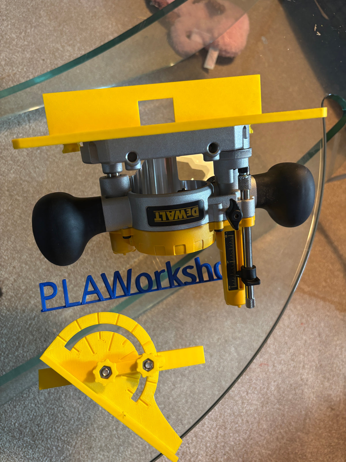 TOOLAX Mini Bench Top Router Table with Angle/Fence Guide fits Dewalt Routers DCW600 DWP611 via DNP612 Plunge Base