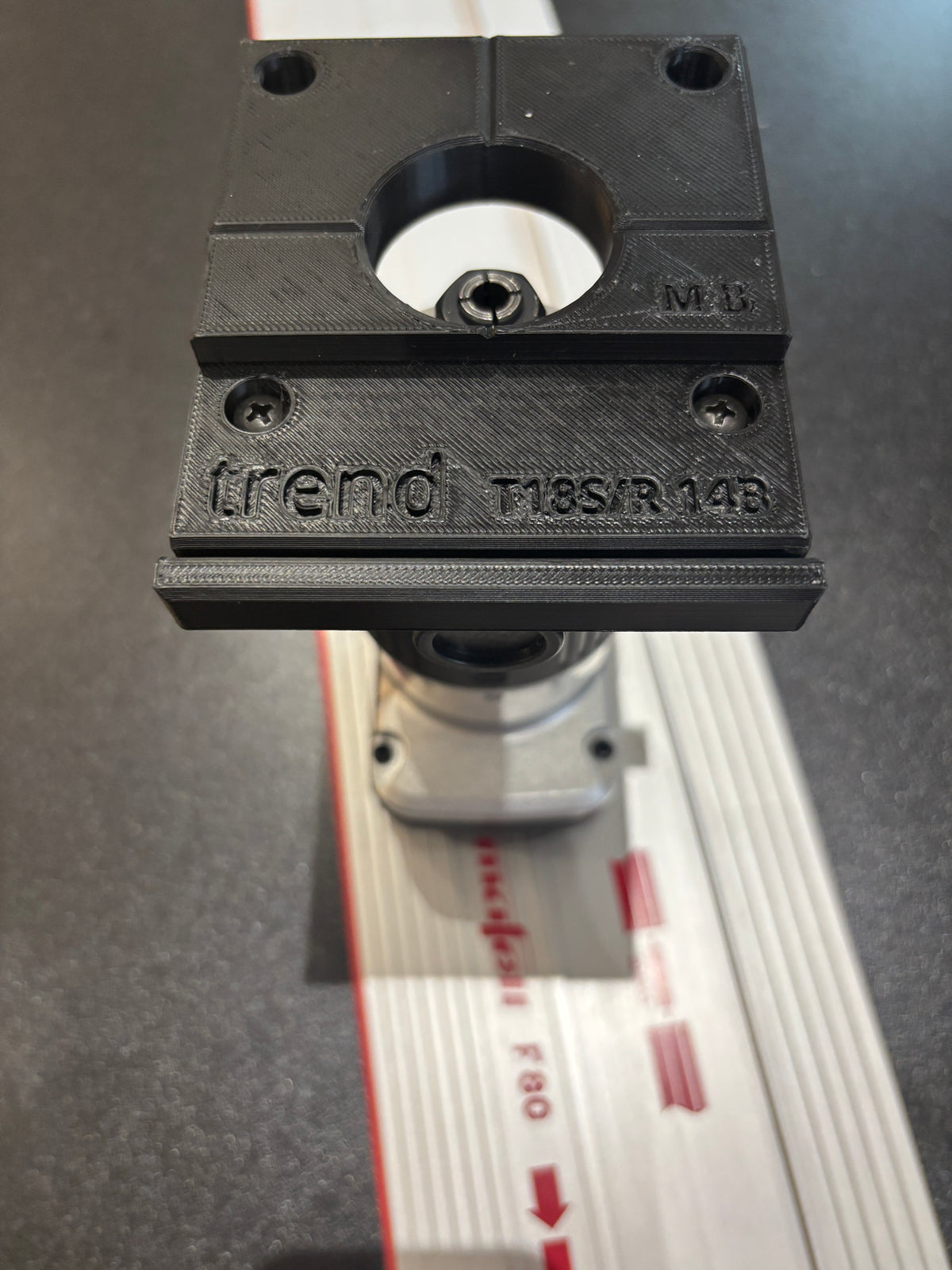 Trend T18S / R 14B Oberfräse Führungs-Schienenadapter passend für Mafell Schiene / Führungsschiene
