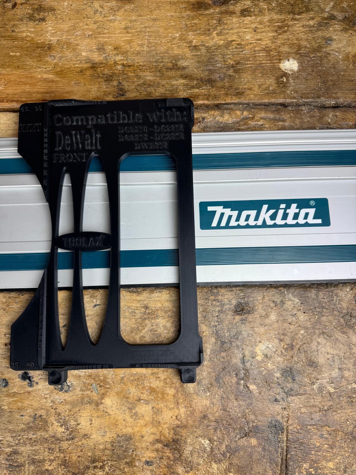 TOOLAX Führungsschienenadapterbasis – Perfekte 45° & 90° Schnitte, kompatibel mit Dewalt Kreissägen DCS570, DWE575, DCS575, DCS578, DCS573 – Passend für Makita Führungsschiene  