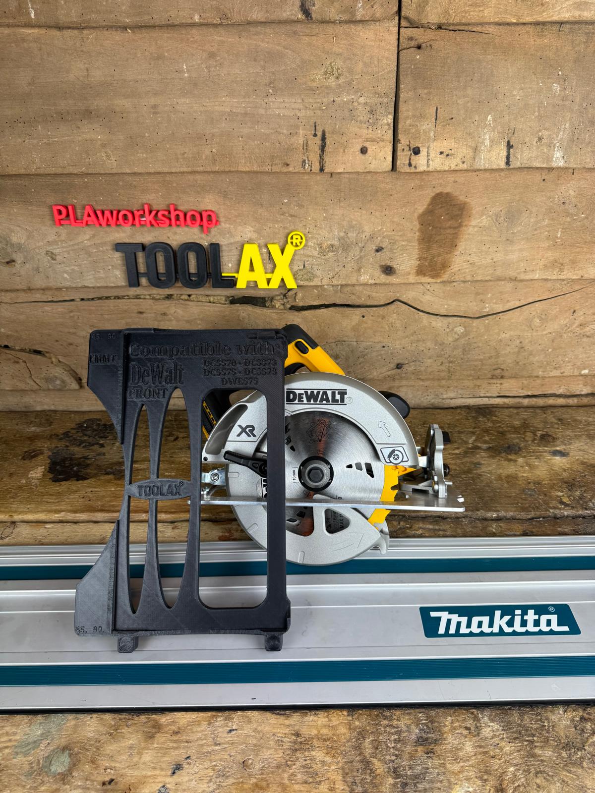 TOOLAX Führungsschienenadapterbasis – Perfekte 45° & 90° Schnitte, kompatibel mit Dewalt Kreissägen DCS570, DWE575, DCS575, DCS578, DCS573 – Passend für Makita Führungsschiene  